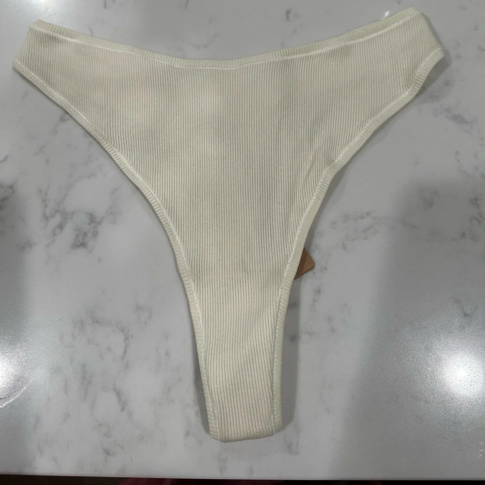 SKIMS COTTON JERSEY DIPPED THONG COLOR BONE SIZE 2X
